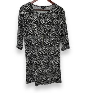 Tacera black and cream 3/4 sleeve dress with removable necklace size small